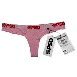 PSD Modal Solids Thong Womens XS‎ Pink Red Logo Waistband Underwear NWT